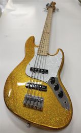 High quality new customized gold powder large particle metal 5 string electric bass maple finger plate chrome plating accessories 6344792