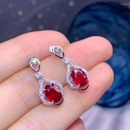 Stud Earrings Red Ruby Women Silver Fine Jewelry Natural Good Quality Birthday Party Gift Jul Birthstone Wedding Ornament