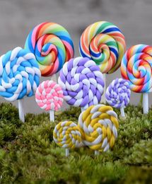 12pcs Rainbow Lollipop wedding home decor miniatures gnome terrarium figurines fairy garden ornaments dollhouse DIY9400470