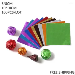 Gift Wrap Food Aluminium Foil DIY Chocolate Candy Package Paper Lolly Wrappers Square 9colours 100pcs/lot