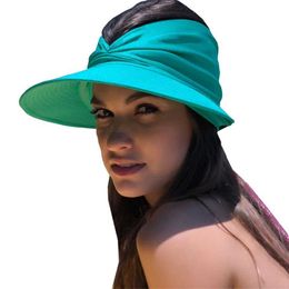 Wide Brim Hats Bucket Hats New summer beach hat with large sun visor for 2023 suitable for womens outdoor UV protection top empty sports baseball hat Q240403