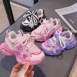 Athletic Outdoor Spring Children Sneakers Girls Candy color Shoes Kids Sports Tennis Shoes for Girl Pink Casual Sneaker Athletics Running Shoes 240407