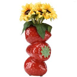 Vases Strawberry Vase Decoration Creative Decorative Ceramic Artificial Fruit Ornament Plant Flower Arrangement Pot Desktop Home Decor