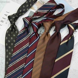 Neck Ties Wine Red Coffee Color Cashew Striped Geometry Pattern 8cm Polyester Tie for Man Groom Suit Wedding Business Necktie 240407