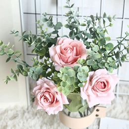 Decorative Flowers Simulation Rose Artificial Flower Home Decoration Wedding Bridal Bouquet Beautiful Realistic Decorations Fleur