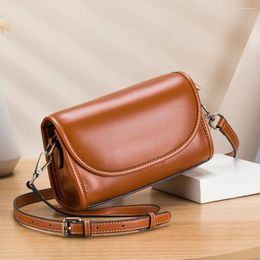 Evening Bags A3006T Adjustable Strap Trendy Versatile Office Lady Flap Style Square Genuine First Layer Cow Leather Single Shoulder