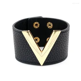 Bangle Europe Crack Leather Bracelet For Women Femme All-Match V Word Wide Punk Style Soft Jewellery Cool Wholesale