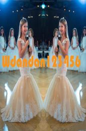 Mermaid Girls Pageant First Communion Dress 2020 Princess Lace Tulle Dress Gown Kid Party Formal Wear Flower Girl Dresses for Wedd6162920