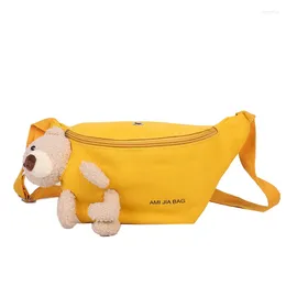 Bag 10 Pcs/lot Casual Student Chest Cute Bear Canvas Summer Shoulder Bucket Handbag Lady Messenger