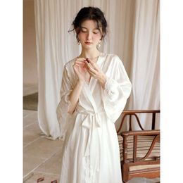 Light Luxury Temperament, Ice Silk Long Spring and Autumn Wedding Home Clothing, Bride Morning Gown, High-end Pajamas, Two-piece Set