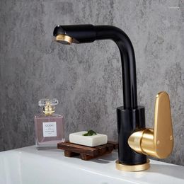 Bathroom Sink Faucets Space Aluminum Black And Gold Kitchen Faucet Vegetable Basin Water Taps Cold Mixer Luxury