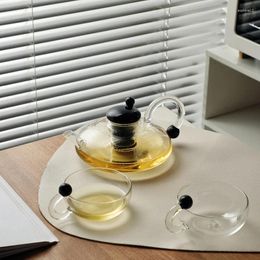 Teaware Sets Clear Glass Teapot Kitchen Teacup Set Heat Resistant Borosilicate Kettle Home Modern Drinkware Coffee Cup Juice Water Jug