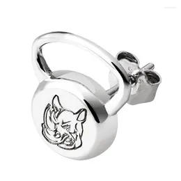 Stud Earrings Rhino Pot Of Bells 925 Sterling Silver Earring Dumbbells Kelltlebell For Men And Women Fashion Jewellery