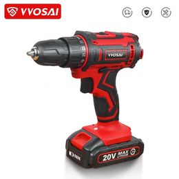 VVOSAI 20V Cordless Drill Electric Screwdriver Mini Wireless Power Driver DC LithiumIon Battery 38Inch 2 Speed Tool 240402