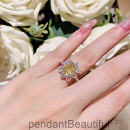 Oval golden zircon net red live broadcast new simulation Topaz flower full diamond opening ring female