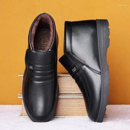 Dress Shoes Winter Comfortable Non-slip Trend Rubber Warm Plush Thicken Walking Slip-on Cotton Casual For Men Size 39-44 TY95