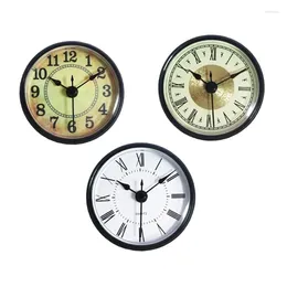 Clocks Accessories 3xRound Shaped Wall Clock Head Roman/Arabic Numeral Inlaid Insert 70mm Quartzs For Bedroom Living Room