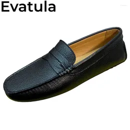 Casual Shoes Genuine Leather Flat Loafers Men Square Toe Slip On Business Autumn Comfort Walking Driving Lazy Male