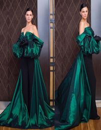 Azzi Osta 2020 Jumpsuits Prom Dresses Ruffles Off The Shoulder Long Sleeve Women Formal Wear Evening Gowns Black Girl African vest4757009