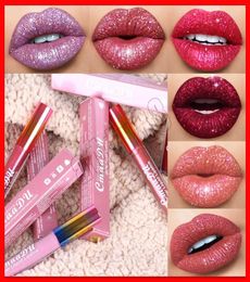 2019 CmaaDu Cosmetics Diamond Shine Matte Metal Lipgloss Gitter Liquid Lipstick 6 Colors Rainbow Tube Lip Makeup9710719