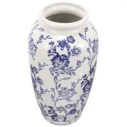 Vases Vase Blue White Porcelain Desktop Vintage Decorative Pot Designed Living Room Ceramic