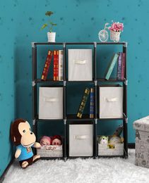 Multifunctional Assembled 3 Tiers 9 Compartments Storage Shelf Black8421819