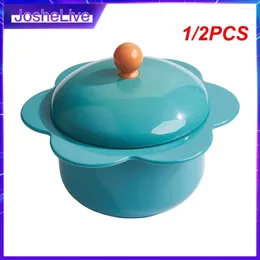 Bowls 1/2PCS Mushrooms Garden Cute Flower Noodle Bowl 304 Stainless Steel Rice With Lid Home Decoration Solid Color Tableware