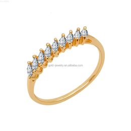 Jewelry Customized Au585 14k Real Yellow Gold Moissanite Rings High Quality Engagement Wedding Rings