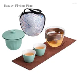 Teaware Sets Ceramic Portable Heat-resistant Glass One Pot Two Cups Tea Separation Express Cup Maker Forbidden City Travel Storage Set