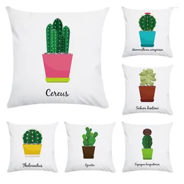 Pillow Cartoon Cactus Case Plant Polyester Square Cover For Sofa Home Decorative Printed Flowers Throw Pillowcase CR017