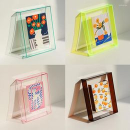 Frames Creative Simple Cute Acrylic Desktop Transparent Display Stand Square Color Po Frame Horizontally Vertically Framed Wall Art