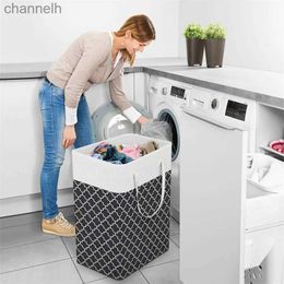 Storage Baskets 75/82L waterproof large capacity laundry basket foldable storage with handle cotton linen washing machine yq240407