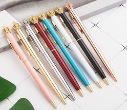 Creative Design 15 Color Crown Diamond Ballpoint Pen Metal Ring Roller Ball Pens School Office Supplies Business Pen Student Gift7576605