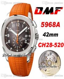 OMF 5968A ETA A7750 A520 Automatic Chronograph Mens Watch Steel Case Grey Texture Dial Orange Rubber Strap Date Spure Edition 20213945511