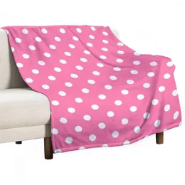 Blankets Pink And White Polka Dots Pattern Throw Blanket Summer Bedding Designer