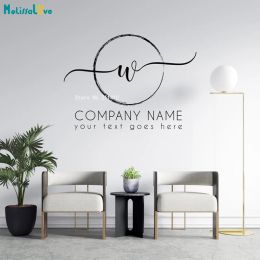 Stickers Company Name Logo Wall Decals Custom Text Window Stickers Vinyl Murals Removable New Design YT6216