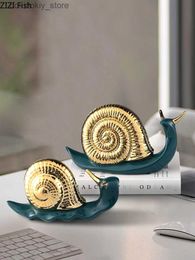 Arts and Crafts Creative Snail Ceramic Ornaments Simulation Animal olden Handicraft Furnishins Twopiece Modern Home Decoration AccessoriesL2447