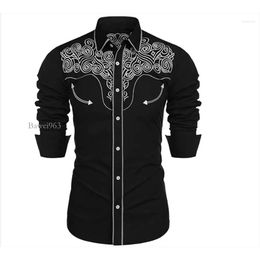 Men's Casual Shirts 2023 Tribal Ethnic Style Horse Outdoor Party Sports Button Lapel Long Sleeve Shirt Fashion Men Tops Bawei963