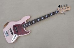Factory Custom Pink 5String Electric Bass Guitar with Vintage StyleChrome Hardwaresrosewood FretboardCan be Customized1077700