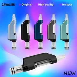 CAVALIER Pro Plus Wax Vaporizer Glass NC Smoking Pipe Quartz Coil Variable Voltage 510 Thread Starter Kits For Electric Dab Rig Bong Wax Dip Vapor Pen OLED Display