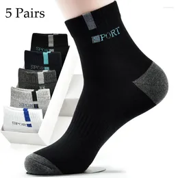 Sports Socks 5 Pairs High Quality Bamboo Fiber Breathable Deodorant Business Men Tube For Autumn And Spring Summer Plus Size EUR 38-47