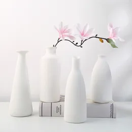 Vases White Ceramic Vase Living Room Decoration Nordic Home Table Tabletop Small For Flowers Decor