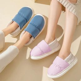 Slippers Winter Women Warm Plush Indoor Home Non-Slip Thick Sole Furry Shoes For Couples Wholesale Drop