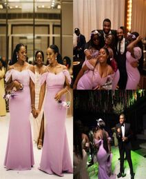 2021 Sexy Black Girl Mermaid Bridesmaid Dresses Cheap African Off Shoulder Wedding Guest Gown Long Spaghetti Prom Evening Dress5669368