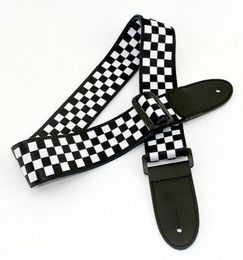 High Quality Blackandwhite lattice strap Acoustic electric guitar bass strap musical instruments accessories2317170