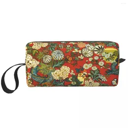 Storage Bags Cute Vintage Oriental Chinoiserie Chiang Mai Dragon Travel Toiletry Bag Women Cosmetic Makeup Beauty Dopp Kit