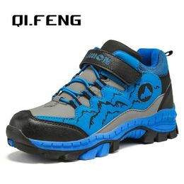 Athletic Outdoor Winter Hiking Shoes Boy Kids Snow Boots Teenagers Children Shoe Walking Climbing Sneakers Leather Waterproof Non-slip Sport Warm 240407