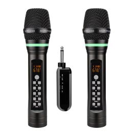 Microphones 2021 Uhf Handheld Wireless Bluetooth Karaoke Microphone Micro Echo Treble Bass Adjust Channel Home Microphones with Receiver