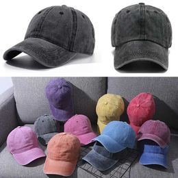 Ball Caps Pure cotton retro baseball cap womens solid Colour sun hat with buckle summer mens truck unisex style Q240403