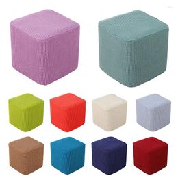 Chair Covers Square Footstool Cover Solid Colour Stretch Stool Elastic Durable Footrest Slipcovers For Furniture Protector Case 29x29cm